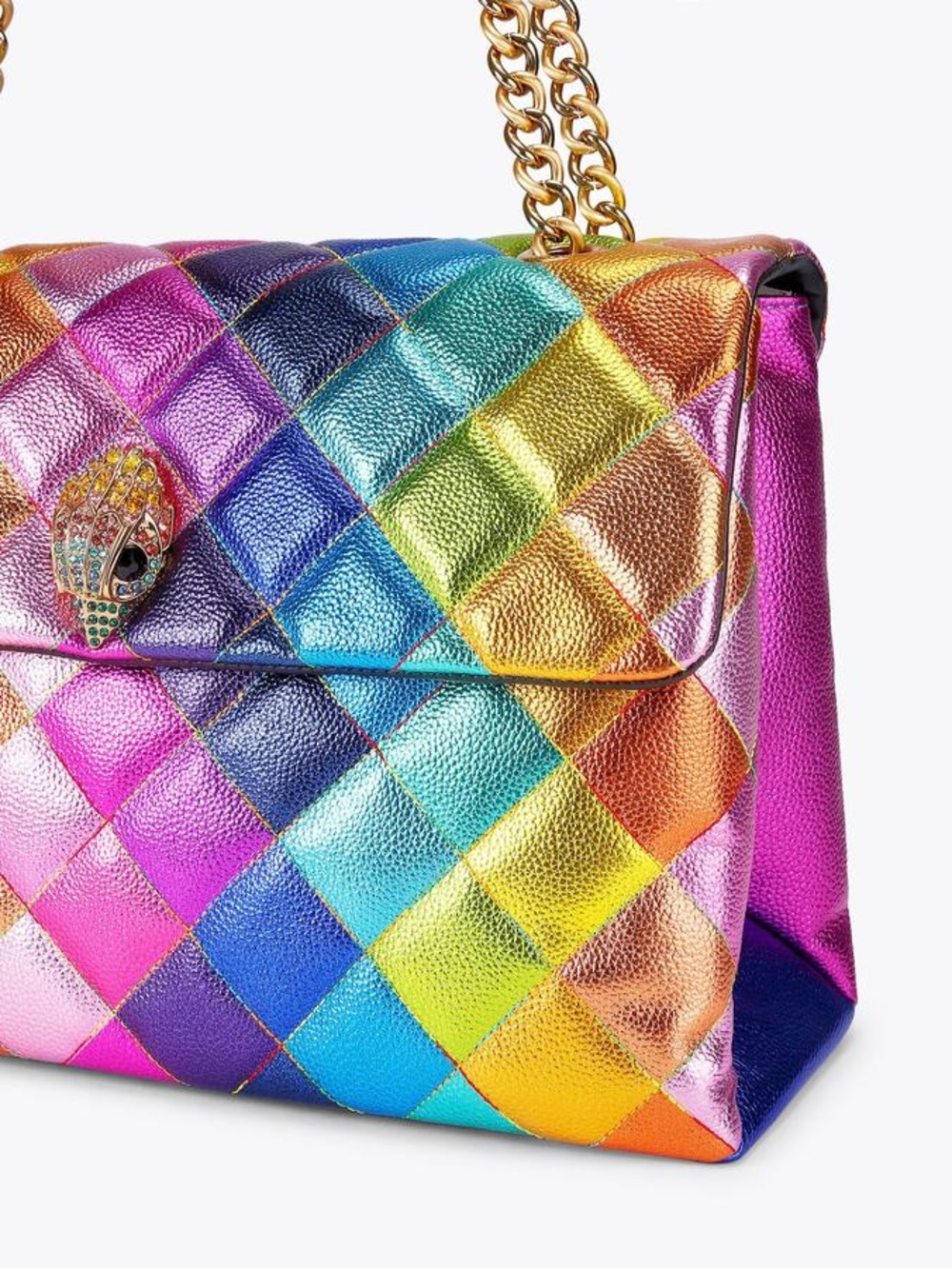 Kurt Geiger XXL Rainbow Multicolor Leather Chain Shoulder Bag NWT - Picture 4 of 17
